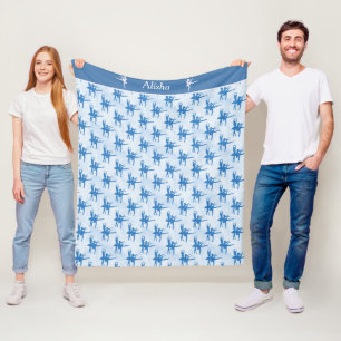 Cobertor De Velo Azul de duas bailarinas personalizado