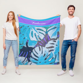 Cobertor De Velo Azul Deixa a Natureza Patten Tropical Personalizar
