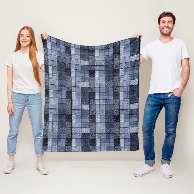 Cobertor De Velo Azul, denim, tartã, xadrez. (In Situ)