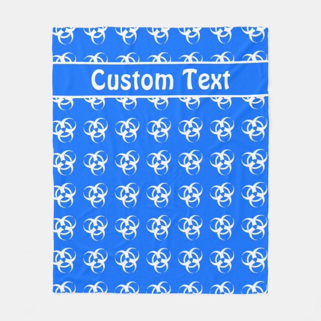 Cobertor De Velo Azul e Branco Alerta de Risco Biológico em Aberto  (Frente)