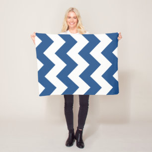 Cobertor De Velo Azul e Branco Chevron