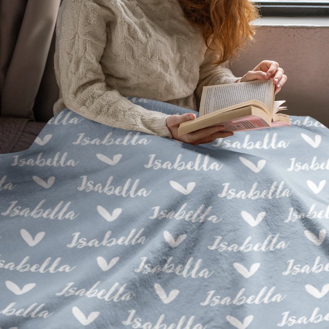 Cobertor De Velo Azul empoeirado Nome Personalizado em Aberto com C (Criador carregado)