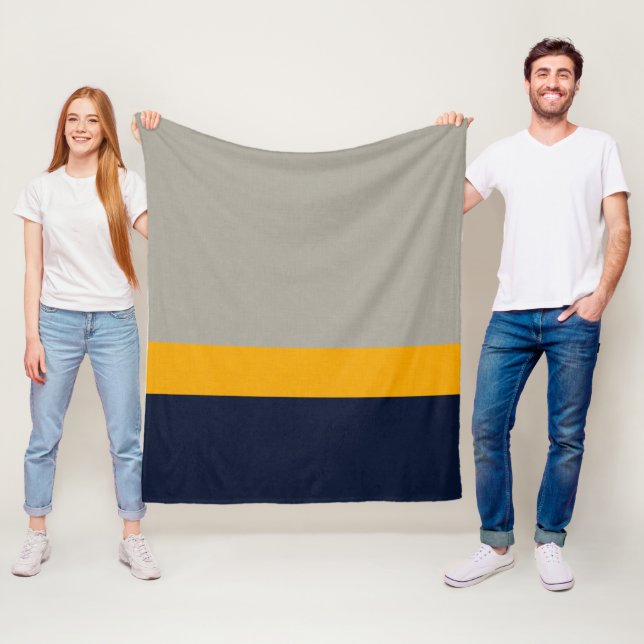 Cobertor De Velo Azul Escuro, Amarelo, Cinzas stripteadas (In Situ)