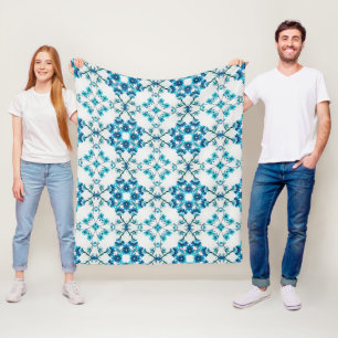 Cobertor De Velo Azul Floral Elegante