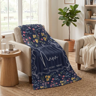 Cobertor De Velo Azul Floral Único Netos da Nana