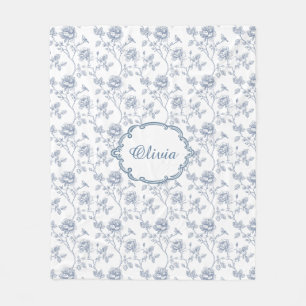 Cobertor De Velo Azul Francês Toile Chinoiserie Floral Nome Persona