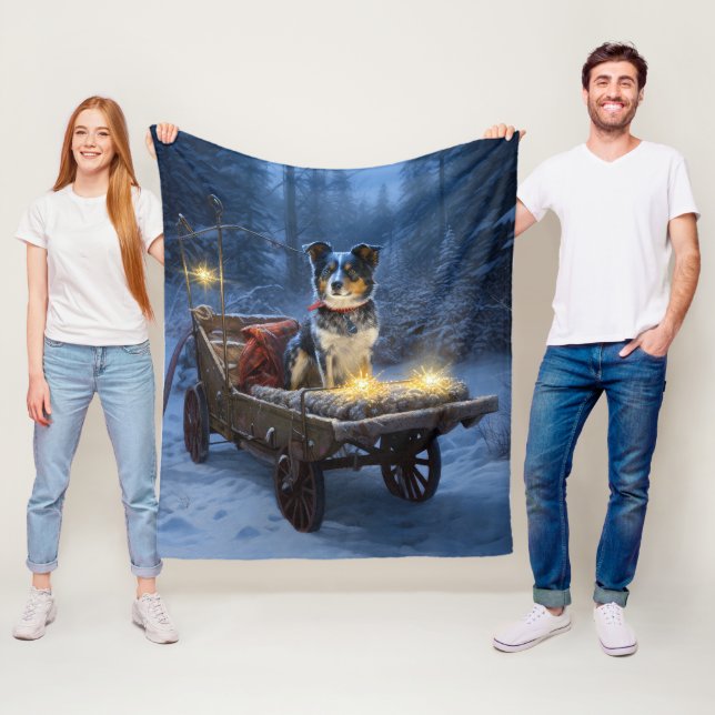 Cobertor De Velo Azul Heeler Snowy Sleigh Decência de Natal (In Situ)