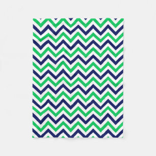 Cobertor De Velo Azul Marinho, Esmeralda, Grande Chevron Branco Pad