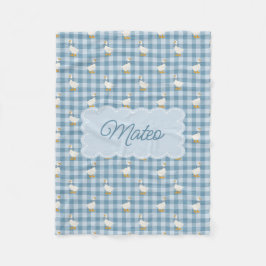 Cobertor De Velo Azul Pó Xadrez Gingham Ganso Búfalo Personalizado