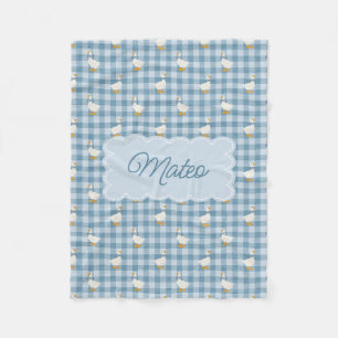 Cobertor De Velo Azul Pó Xadrez Gingham Ganso Búfalo Personalizado