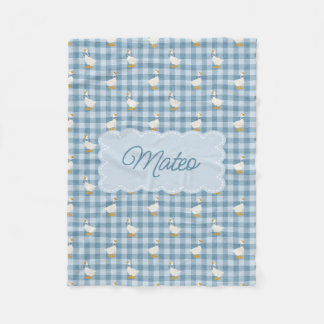 Cobertor De Velo Azul Pó Xadrez Gingham Ganso Búfalo Personalizado 
