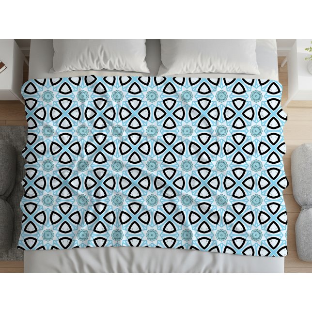 Cobertor De Velo Azul, preto e branco com padrão geométrico (Criador carregado)