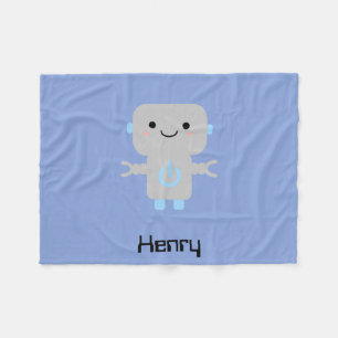 Cobertor De Velo Azul-robô-cartoon