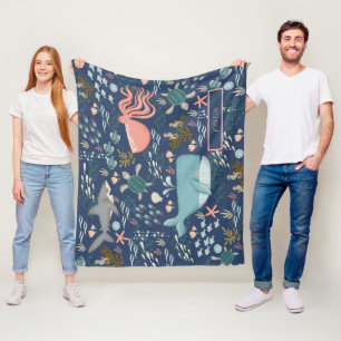 Cobertor De Velo Azul sob o mar Octopus (Tubarão-baleia)