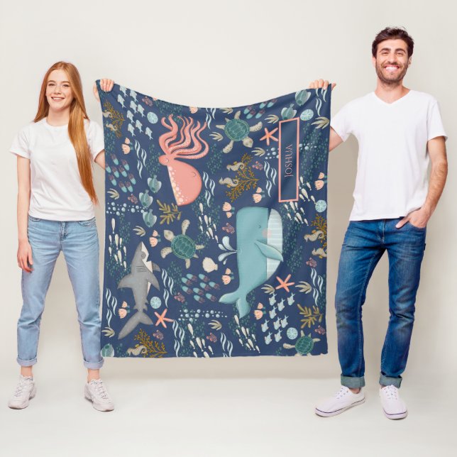 Cobertor De Velo Azul sob o mar Octopus (Tubarão-baleia) (In Situ)