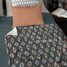 Azul Teal Laranja Marrom Escuro Cinza Arte Tribal 