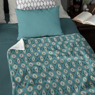 Cobertor De Velo Azul Teal Marrom Taupe Bege Cinza Arte Tribal Tend