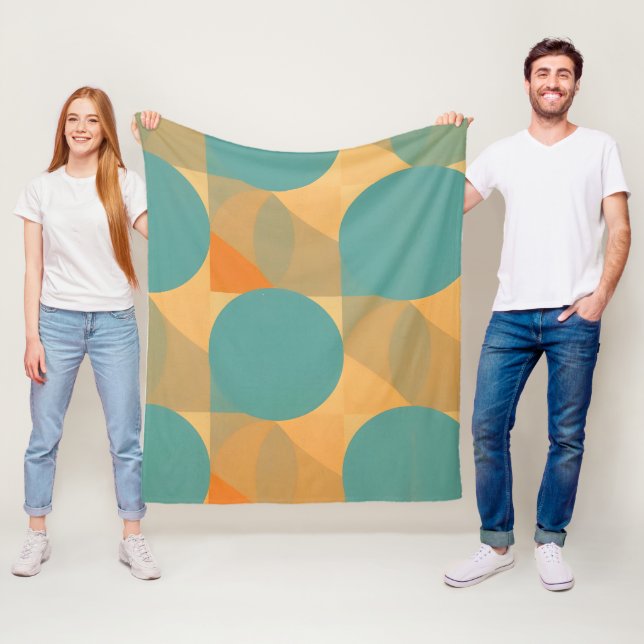 Cobertor De Velo Azul Turquesa, Bege e Laranja em Padrão de Estilo  (In Situ)