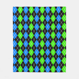 Cobertor De Velo Azul Verde Preto Argyle Design de Diamante