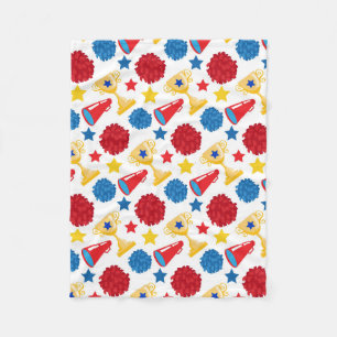 Cobertor De Velo Azul Vermelho Amarelo Cheerleader Megaphone Pom
