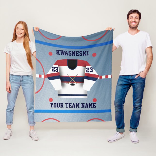 Cobertor De Velo Azul Wh| Rosa Vermelha De Hóquei No Gelo| Player J (In Situ)