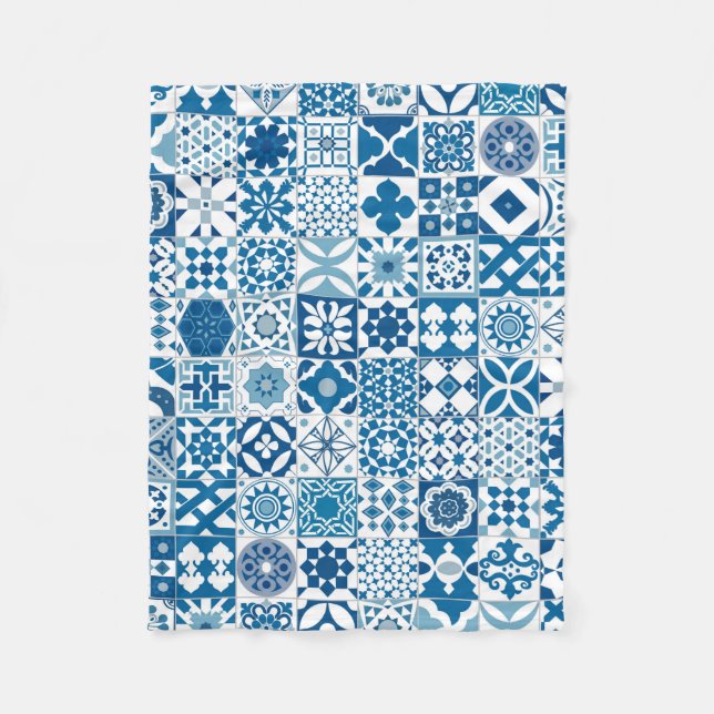 Cobertor De Velo Azulejo marroquino - azul e branco (Frente)