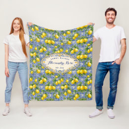 Cobertor De Velo Azulejo Nome Monograma Limão Azul País Francês