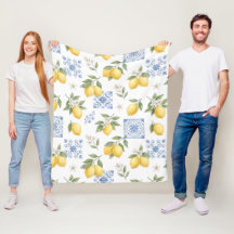 Azulejo Padrão País Francês Limão Amarelo Azul 