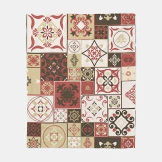 Cobertor De Velo Azulejo PATTERN de marsala-castanho-bege estilo Ma