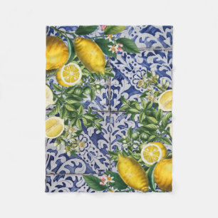 Cobertor De Velo Azulejos de Verão de Portugal com limões mediterrâ