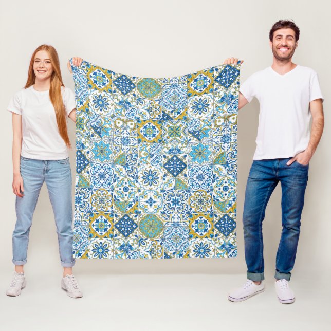 Cobertor De Velo Azulejos em azul e amarelo (In Situ)