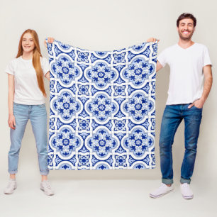 Cobertor De Velo Azulejos italianos, majolica, padrão azul e branco