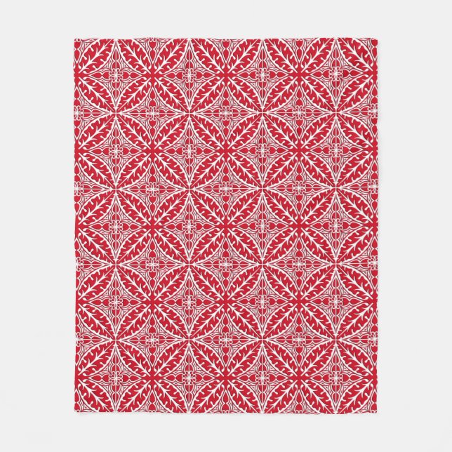 Cobertor De Velo Azulejos marroquinos - vermelho escuro e branco (Frente)