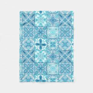 Cobertor De Velo azulejos ornamentados em azul e branco