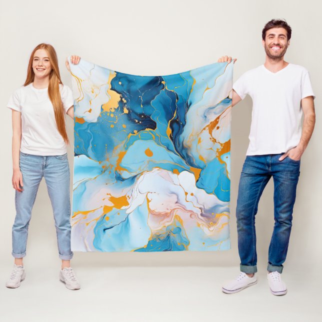 Cobertor De Velo Azure Marble with Golden Splashes (In Situ)