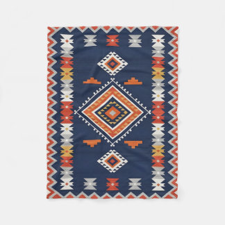 Cobertor De Velo Azure Navy and Terracotta Geometric Tribal