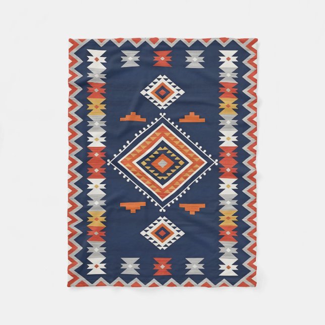 Cobertor De Velo Azure Navy and Terracotta Geometric Tribal (Frente)