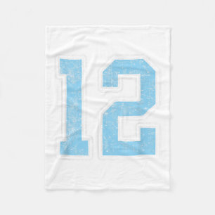 Cobertor De Velo Baby Blue White Number 12 Jersey Player Uniform #1