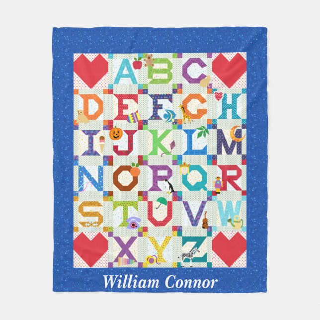 Cobertor De Velo Baby Boy Alphabet Quilt Design (Frente)