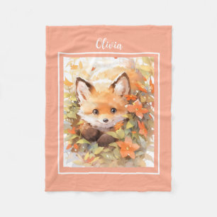 Cobertor De Velo Baby Fox Fleece Blanket Com Nome