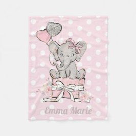 Cobertor De Velo Baby Girl Elephant Pink Silver Balloons