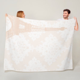 Cobertor De Velo Baby Girl Floral Coral Pale Pêssego Torre Eiffel