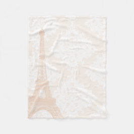 Cobertor De Velo Baby Girl Floral Coral Pale Pêssego Torre Eiffel