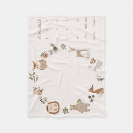 Cobertor De Velo Baby Milestone Boho Woodland Animal Wreath