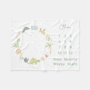 Cobertor De Velo Baby Milestone Dinossauros Gênero Neutro Watercolo