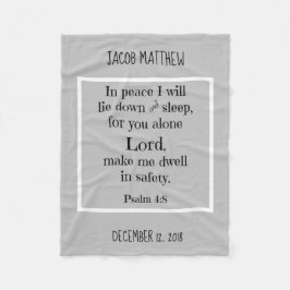 Cobertor De Velo Baby Personalizado, w Oração Noturna (Salm 4:8)