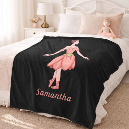 Cobertor De Velo Bailarina Preta e Rosa Personalizada