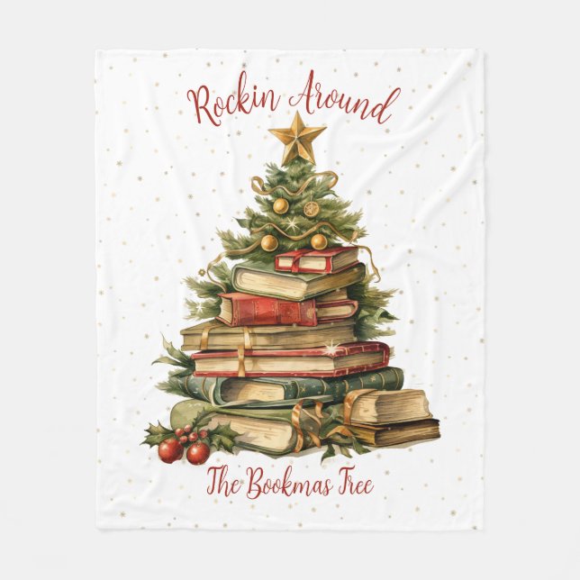 Cobertor De Velo Baladando em Volta da Árvore de Natal do Livro (Frente)