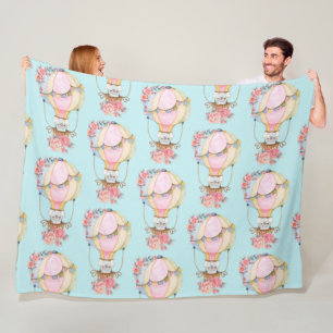 Cobertor De Velo Balão de ar quente e fresco com padrão de aquare