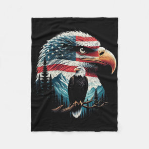 Cobertor De Velo Bald Eagle American Flag Para 4 De Julho De Red Wh
